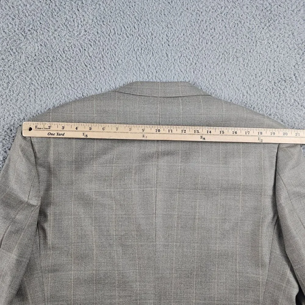 Pendleton Blazer Mens 42L Long Khaki Wool Pane Check Sport Coat Jacket 2 Button